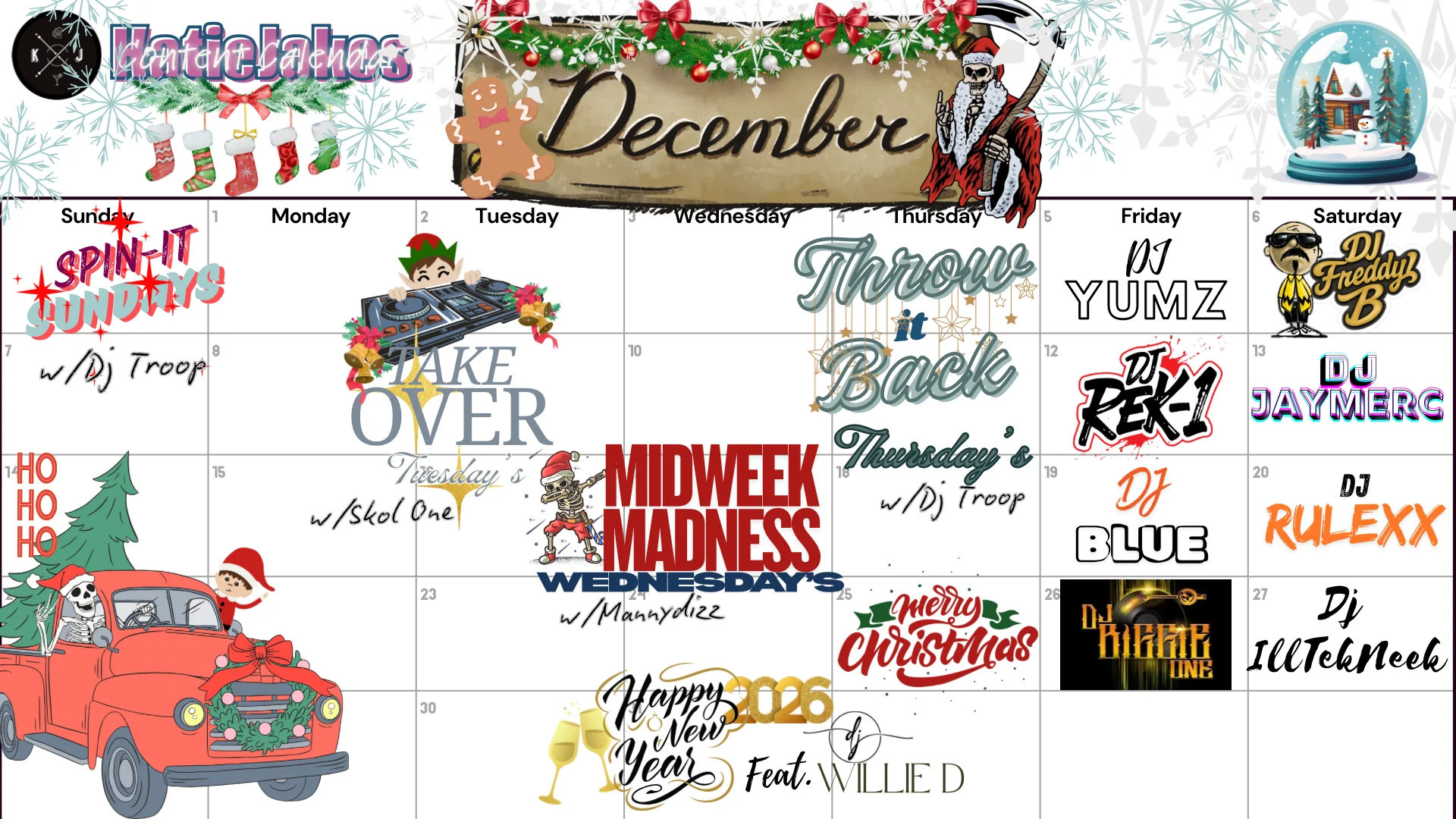 Katie Jakes Events Calendar - December 2025 - Live Music, DJs, Karaoke in Covina CA